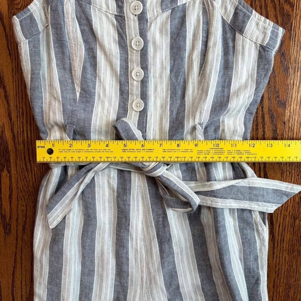 Rails Harper Laguna Stripe Linen Blend Jumpsuit Romper Belted Pockets Small NWT - Picture 10 of 12